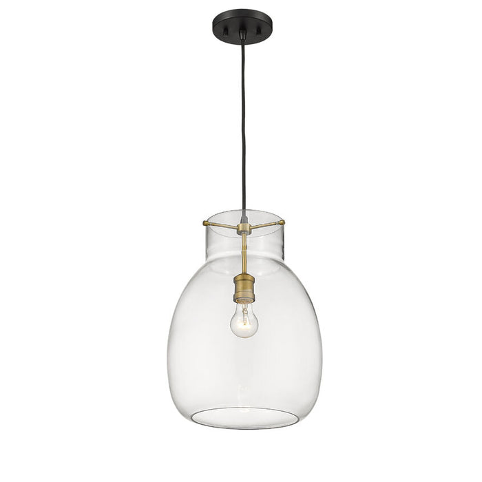 Bella Matte Black Olde Brass 1 Light Pendant - Pendants