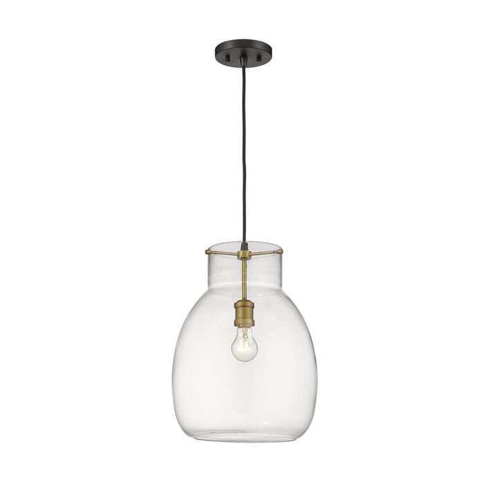Bella Matte Black Olde Brass 1 Light Pendant | theLightShop