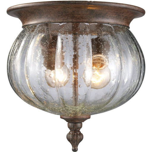 Belmont Weathered Bronze Outdoor Flush Ceiling Mount Fixture | theLightShop