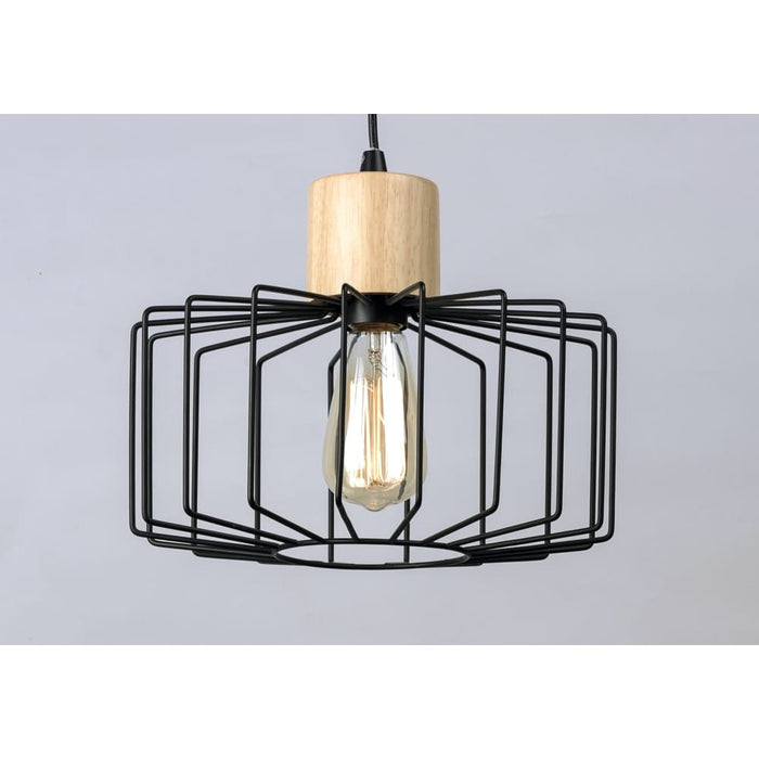 Bjorn Black / Natural Wood Single Pendant - Pendants
