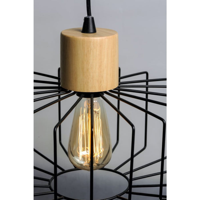 Bjorn Black / Natural Wood Single Pendant - Pendants