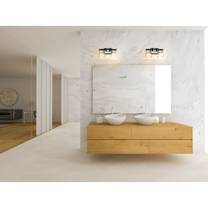 Bleeker Street Matte Black Brushed Nickel 2 Light Vanity - Bath & Vanity
