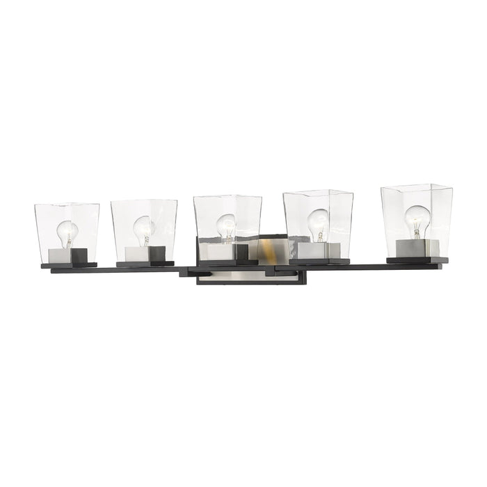 Bleeker Street Matte Black Brushed Nickel 5 Light Vanity | theLightShop
