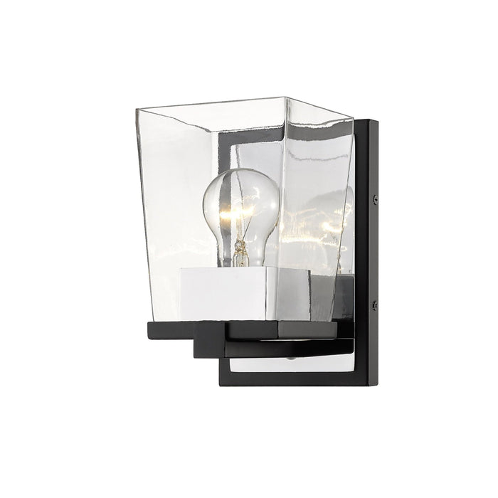 Bleeker Street Matte Black Chrome 1 Light Wall Sconce | theLightShop