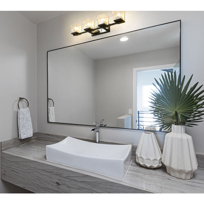 Bleeker Street Matte Black Chrome 4 Light Vanity - Bath & Vanity