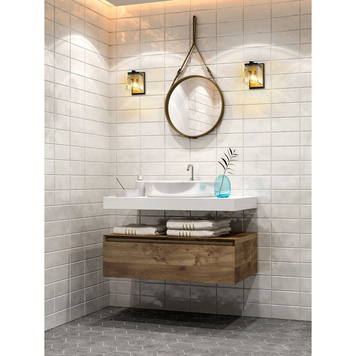 Bleeker Street Matte Black Olde Brass 1 Light Wall Sconce - Wall Sconces
