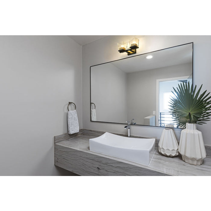 Bleeker Street Matte Black Olde Brass 2 Light Vanity - Bath & Vanity