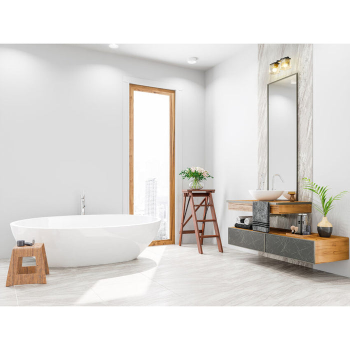 Bleeker Street Matte Black Olde Brass 2 Light Vanity - Bath & Vanity