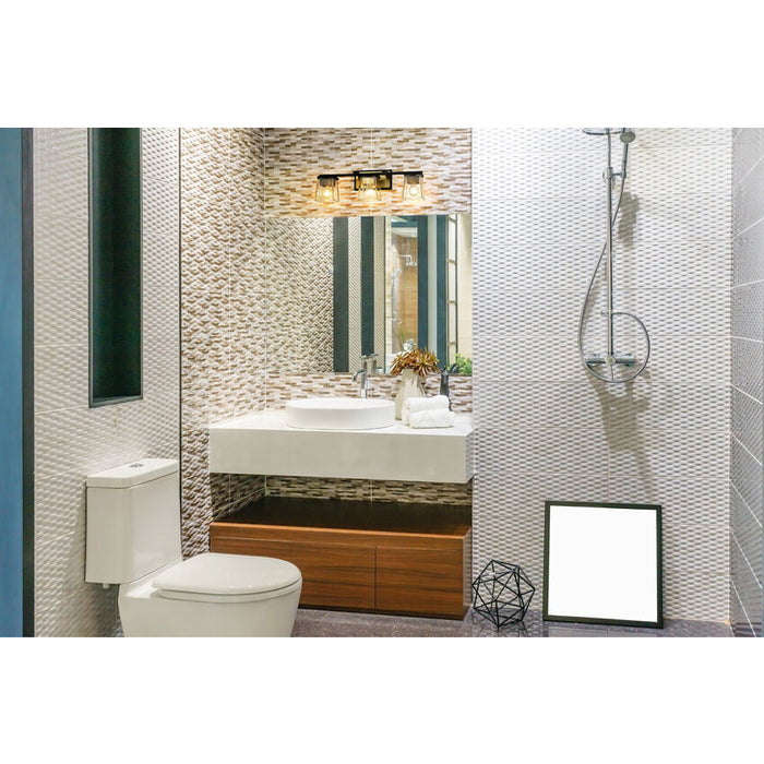 Bleeker Street Matte Black Olde Brass 3 Light Vanity - Bath & Vanity
