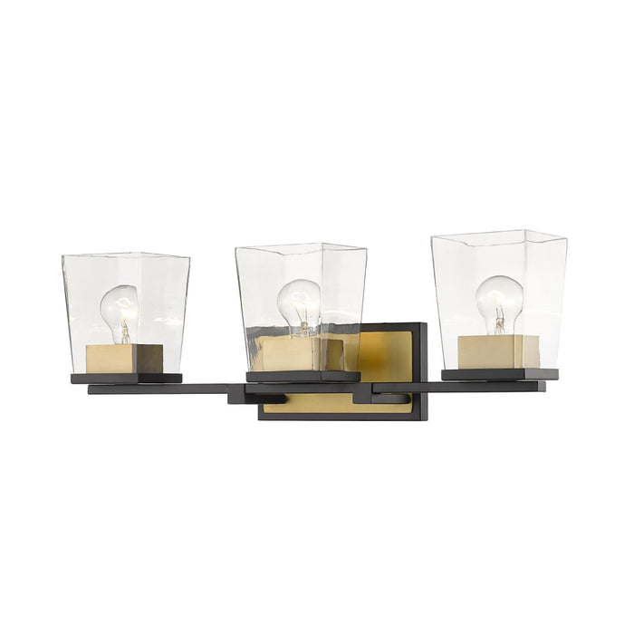 Bleeker Street Matte Black Olde Brass 3 Light Vanity | theLightShop