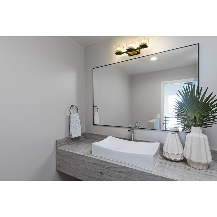 Bleeker Street Matte Black Olde Brass 3 Light Vanity - Bath & Vanity