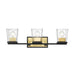 Bleeker Street Matte Black Olde Brass 3 Light Vanity - Bath & Vanity