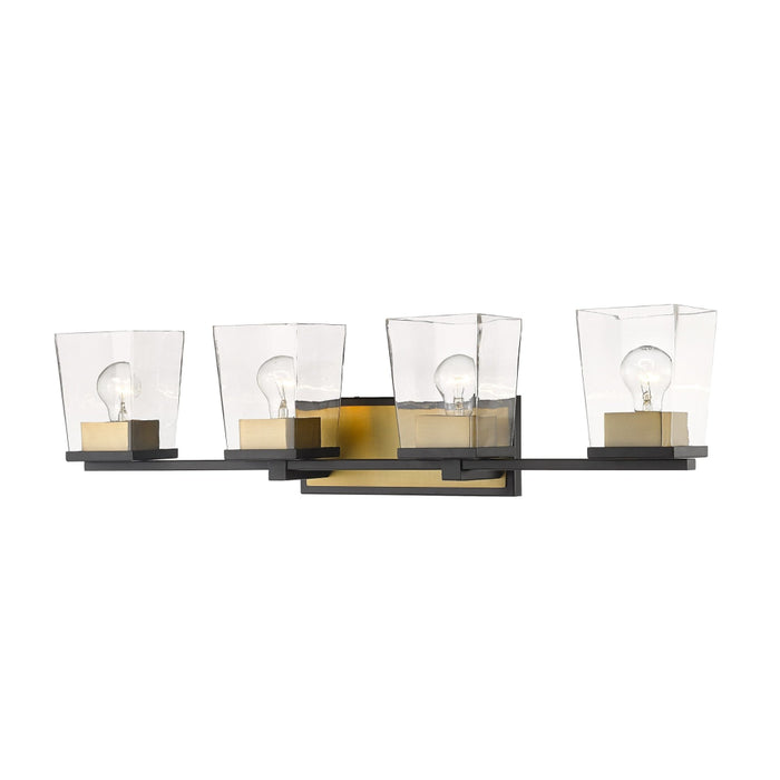 Bleeker Street Matte Black Olde Brass 4 Light Vanity | theLightShop