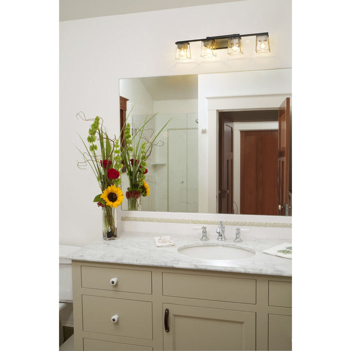 Bleeker Street Matte Black Olde Brass 4 Light Vanity - Bath & Vanity