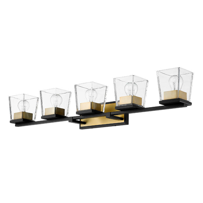 Bleeker Street Matte Black Olde Brass 5 Light Vanity - Bath & Vanity