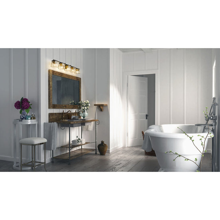 Bleeker Street Matte Black Olde Brass 5 Light Vanity - Bath & Vanity