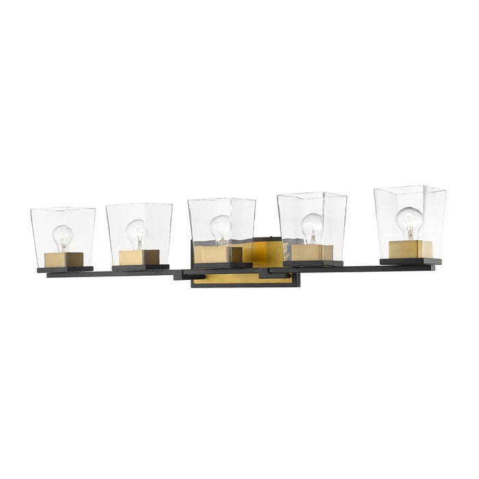Bleeker Street Matte Black Olde Brass 5 Light Vanity | theLightShop