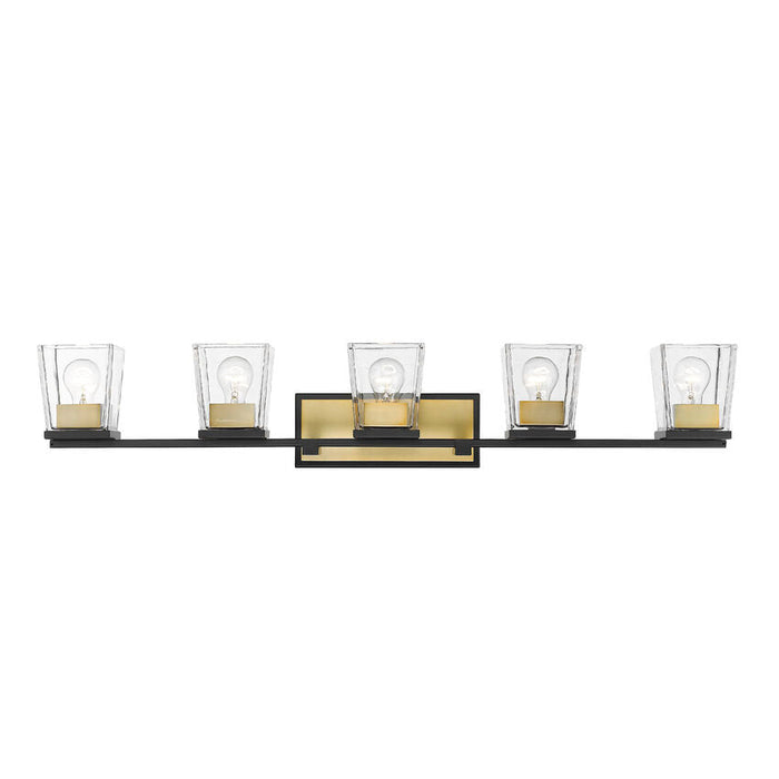 Bleeker Street Matte Black Olde Brass 5 Light Vanity - Bath & Vanity