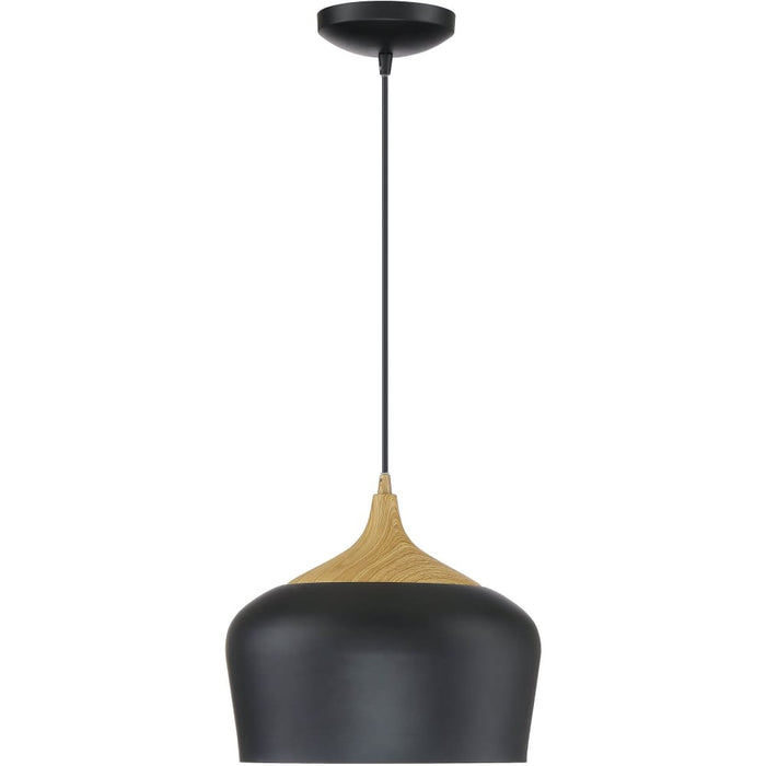 Blend Black with Wood Grain LED Pendant - Pendants