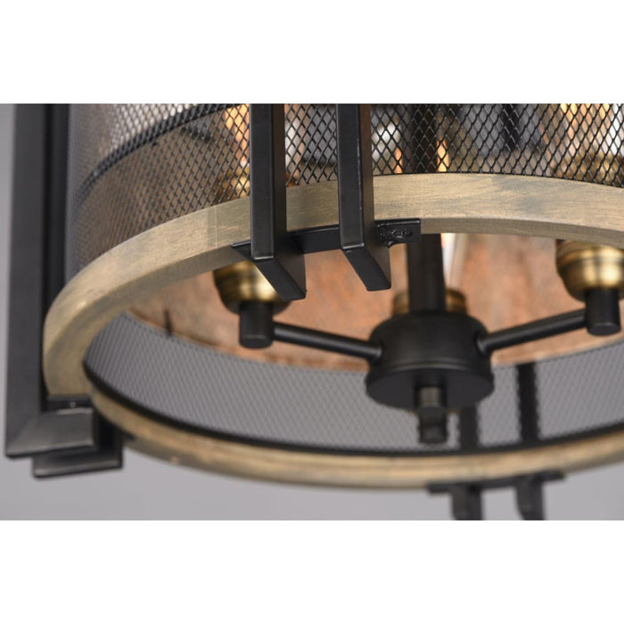 Boundry Black / Barn Wood / Antique Brass Flush Mount - Flushmounts