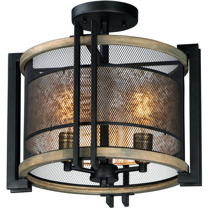 Boundry Black / Barn Wood / Antique Brass Flush Mount - Flushmounts
