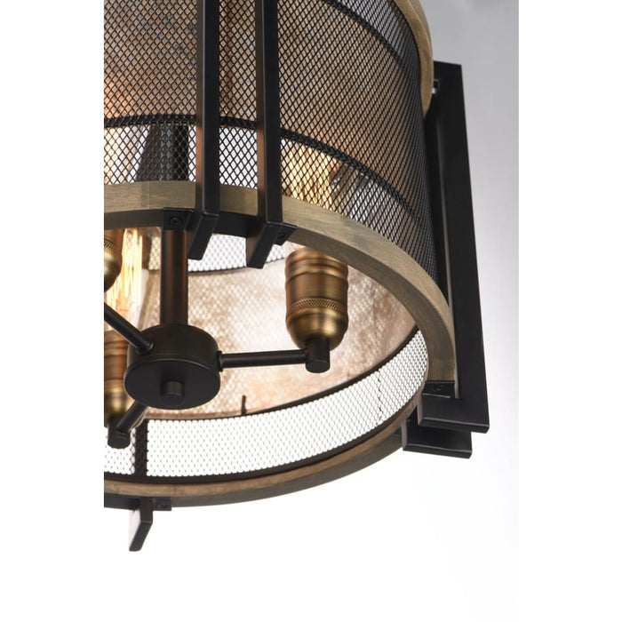Boundry Black / Barn Wood / Antique Brass Flush Mount - Flushmounts