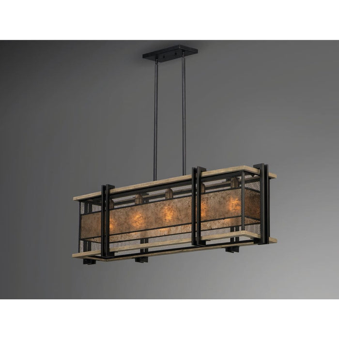Boundry Black / Barn Wood / Antique Brass Linear Pendant - Pendants
