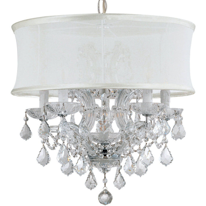 Brentwood 6 Light Swarovski Spectra Crystal Polished Chrome Drum Shade Mini Chandelier - Mini Chandelier