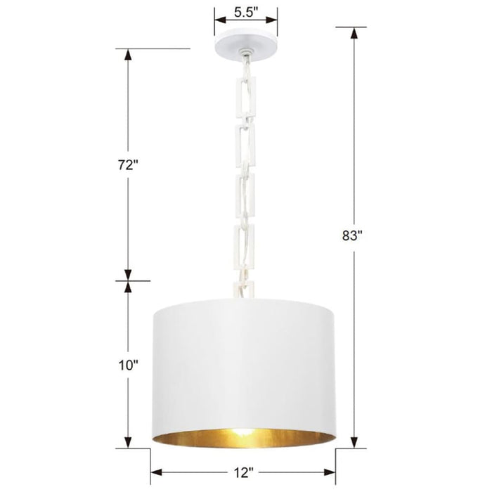 Brian Patrick Flynn for Crystorama Alston 1 Light Matte White Antique Gold Mini Chandelier - Chandeliers