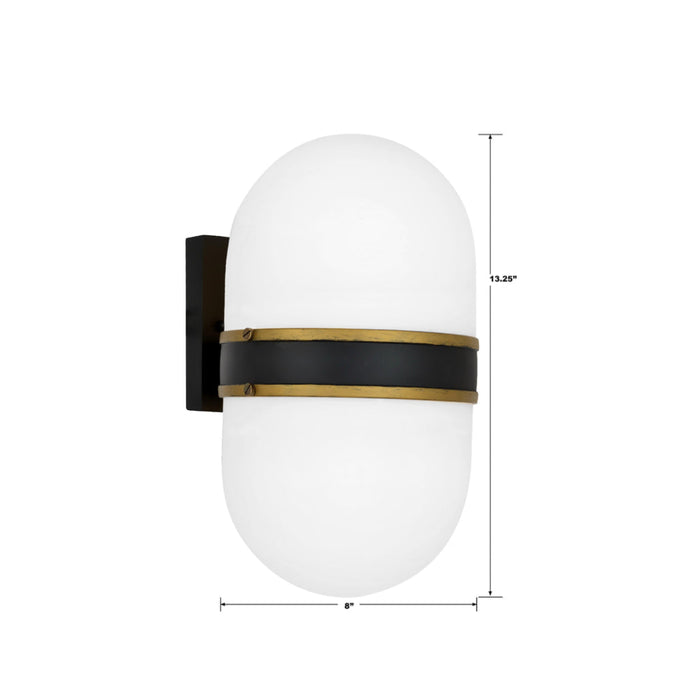 Brian Patrick Flynn for Crystorama Capsule Outdoor 2 Light Outdoor Matte Black Textured Gold Wall Mount - Outdoor Wall Sconces
