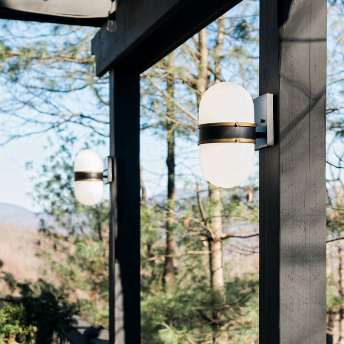 Brian Patrick Flynn for Crystorama Capsule Outdoor 2 Light Outdoor Matte Black Textured Gold Wall Mount - Outdoor Wall Mount