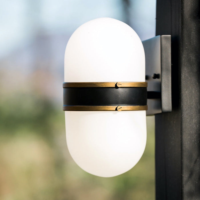 Brian Patrick Flynn for Crystorama Capsule Outdoor 2 Light Outdoor Matte Black Textured Gold Wall Mount - Outdoor Wall Mount