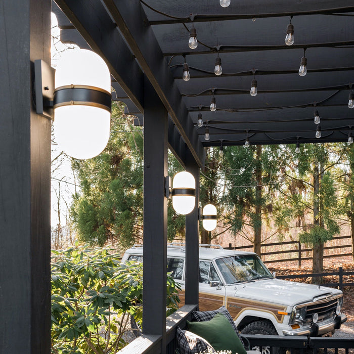 Brian Patrick Flynn for Crystorama Capsule Outdoor 2 Light Outdoor Matte Black Textured Gold Wall Mount - Outdoor Wall Mount