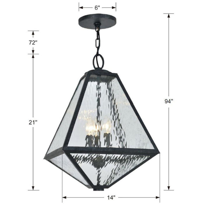 Brian Patrick Flynn for Crystorama Glacier 3 Light Black Charcoal Outdoor Chandelier - Outdoor Pendants