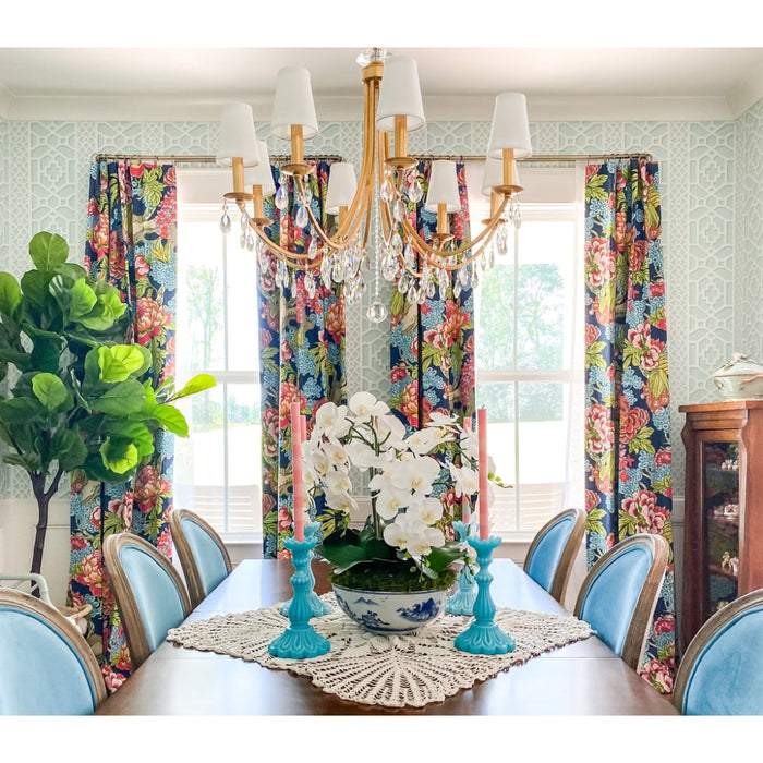Bridgehampton Crystal 8 Antique Gold Chrome Chandelier - Chandeliers
