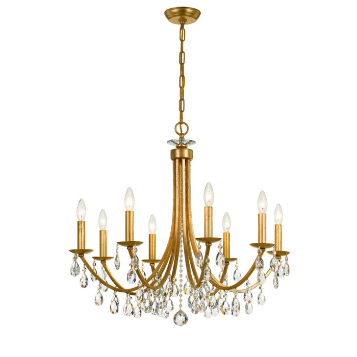 Bridgehampton Crystal 8 Antique Gold Chrome Chandelier - Chandeliers