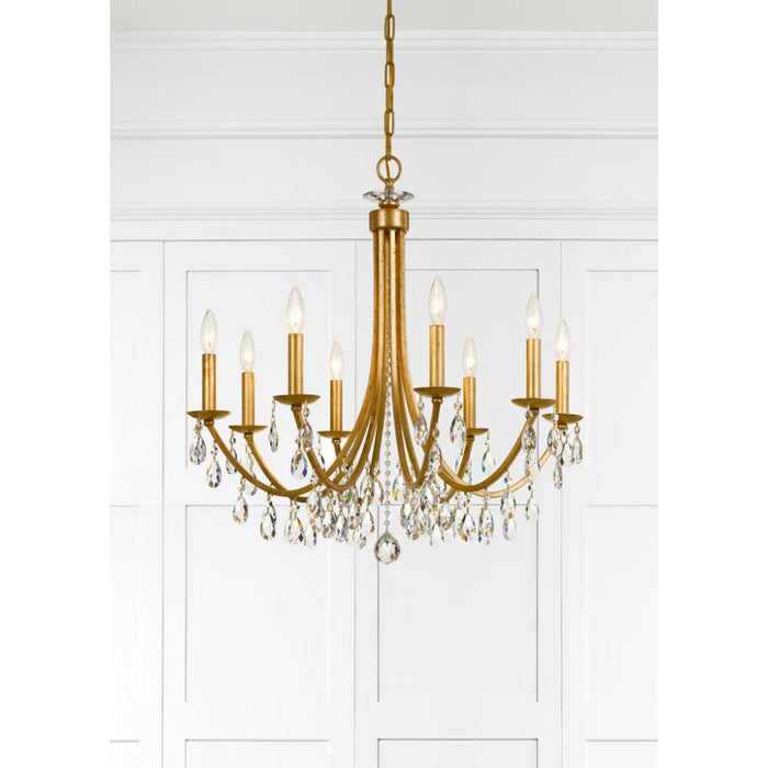 Bridgehampton Crystal 8 Antique Gold Chrome Chandelier - Chandeliers