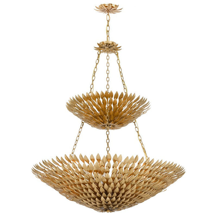 Broche 18 Light Antique Gold Leaf Pendant Chandelier - Chandeliers