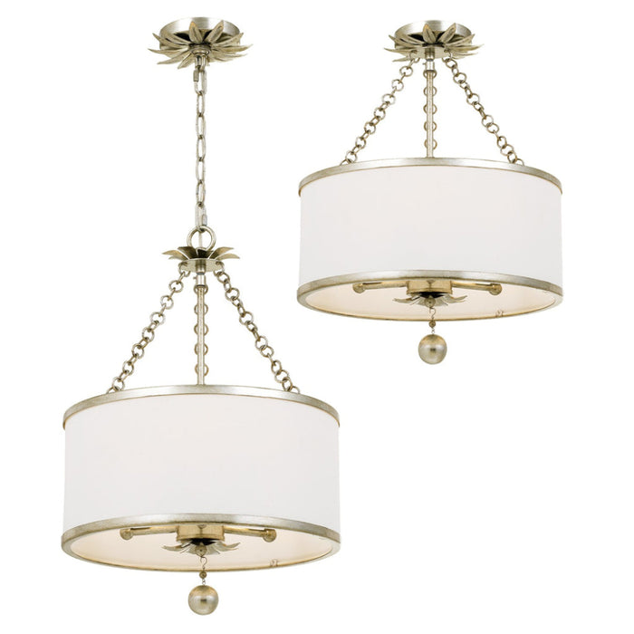 Broche 3 Light Antique Silver Ceiling Mount - Semi-Flushmounts