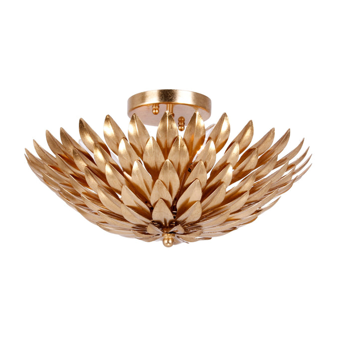 Broche 4 Light Antique Gold Ceiling Mount - Semi-Flushmounts