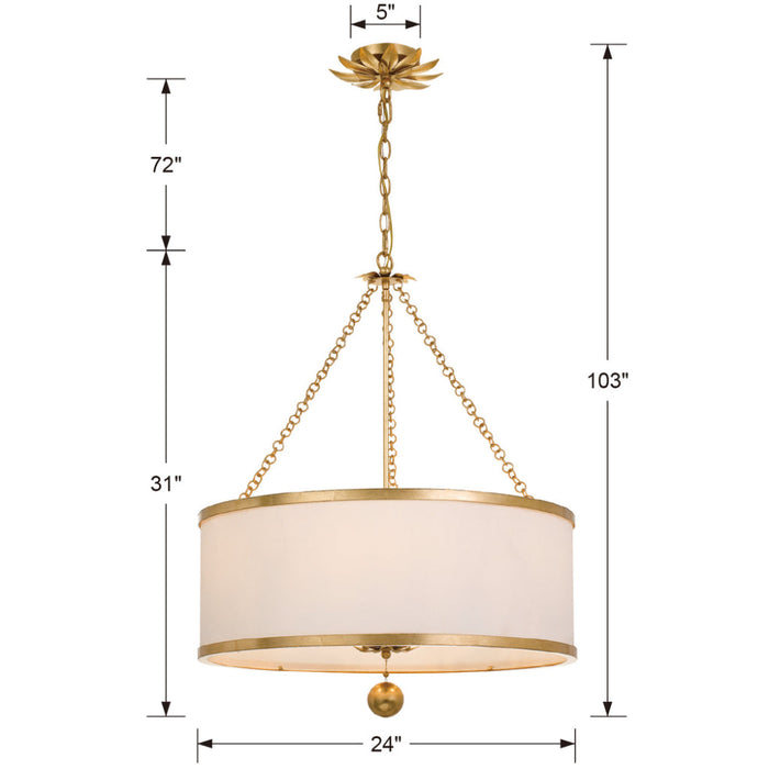 Broche 6 Light Antique Gold Chandelier - Chandeliers