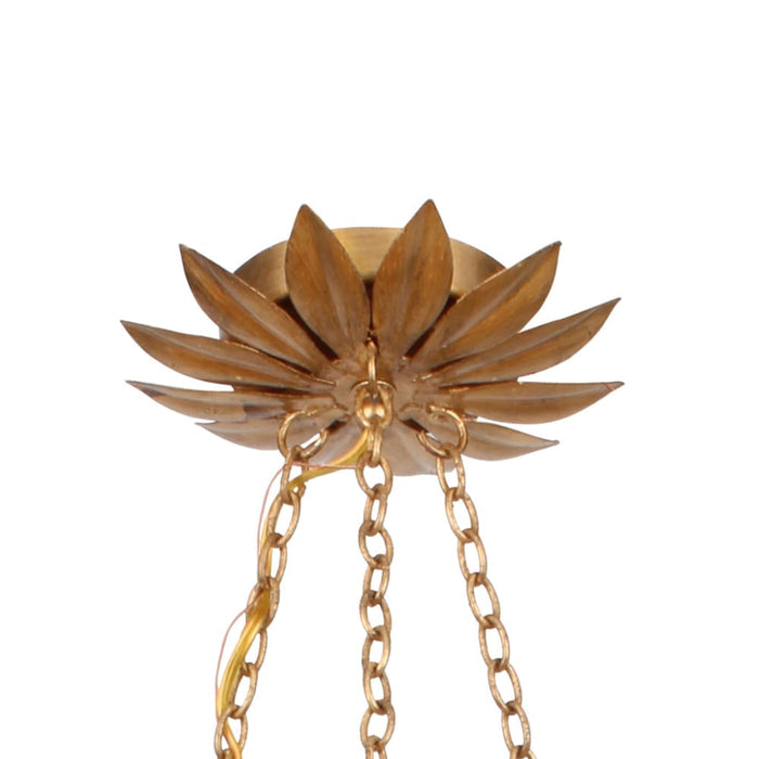 Broche 6 Light Antique Gold Leaf Pendant Chandelier - Chandeliers