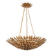 Broche 6 Light Antique Gold Leaf Pendant Chandelier - Chandeliers