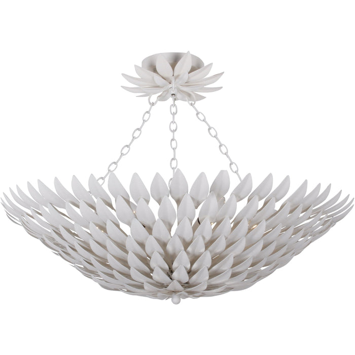 Broche 6 Light Matte White Pendant Chandelier - Chandeliers