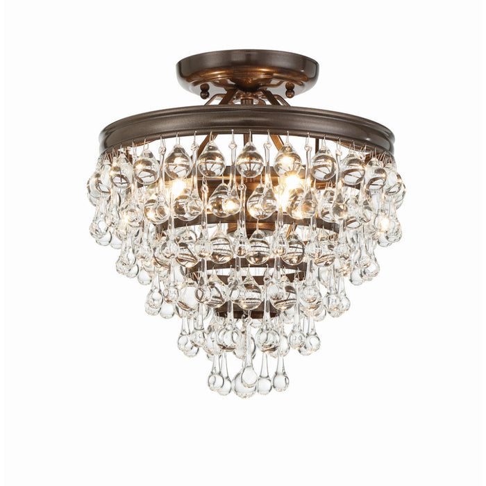 Calypso 3 Light Crystal Teardrop Vibrant Bronze Ceiling Mount - Ceiling Mount