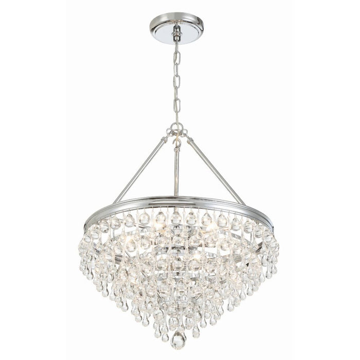 Calypso 6 Light Crystal Teardrop Polished Chrome Chandelier - Chandeliers