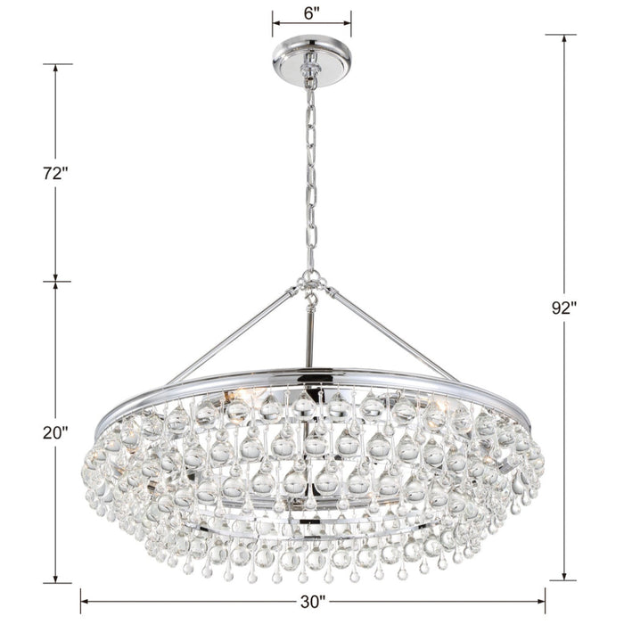 Calypso 6 Light Crystal Teardrop Polished Chrome Chandelier - Chandeliers