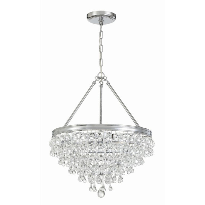 Calypso 6 Light Crystal Teardrop Polished Chrome Chandelier - Chandeliers