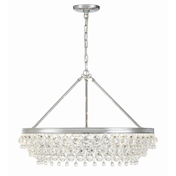 Calypso 6 Light Crystal Teardrop Polished Chrome Chandelier - Chandeliers