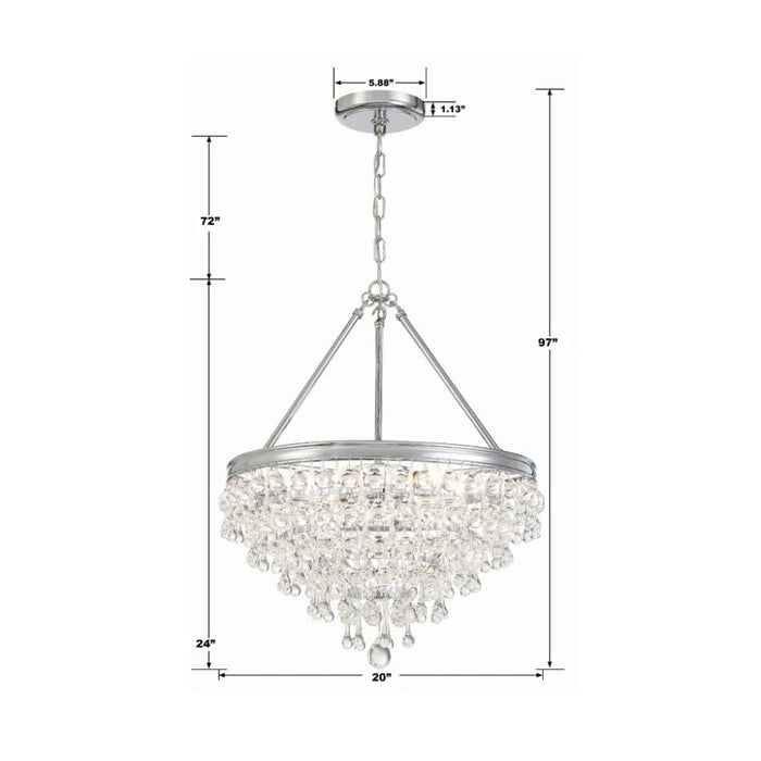 Calypso 6 Light Crystal Teardrop Polished Chrome Chandelier - Chandeliers